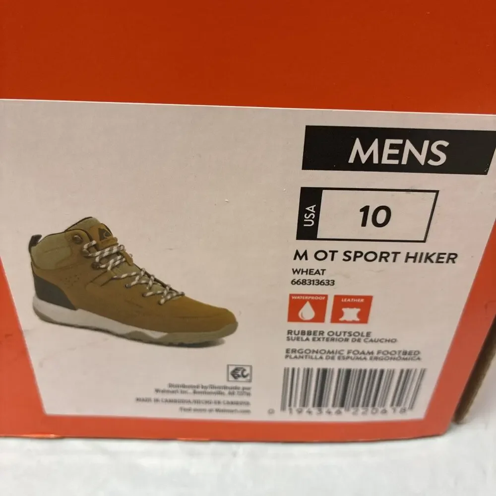 Ozark Trail Mens Size 10 Sport Hiker Shoes Waterproof Hiking Boots Wheat Leather